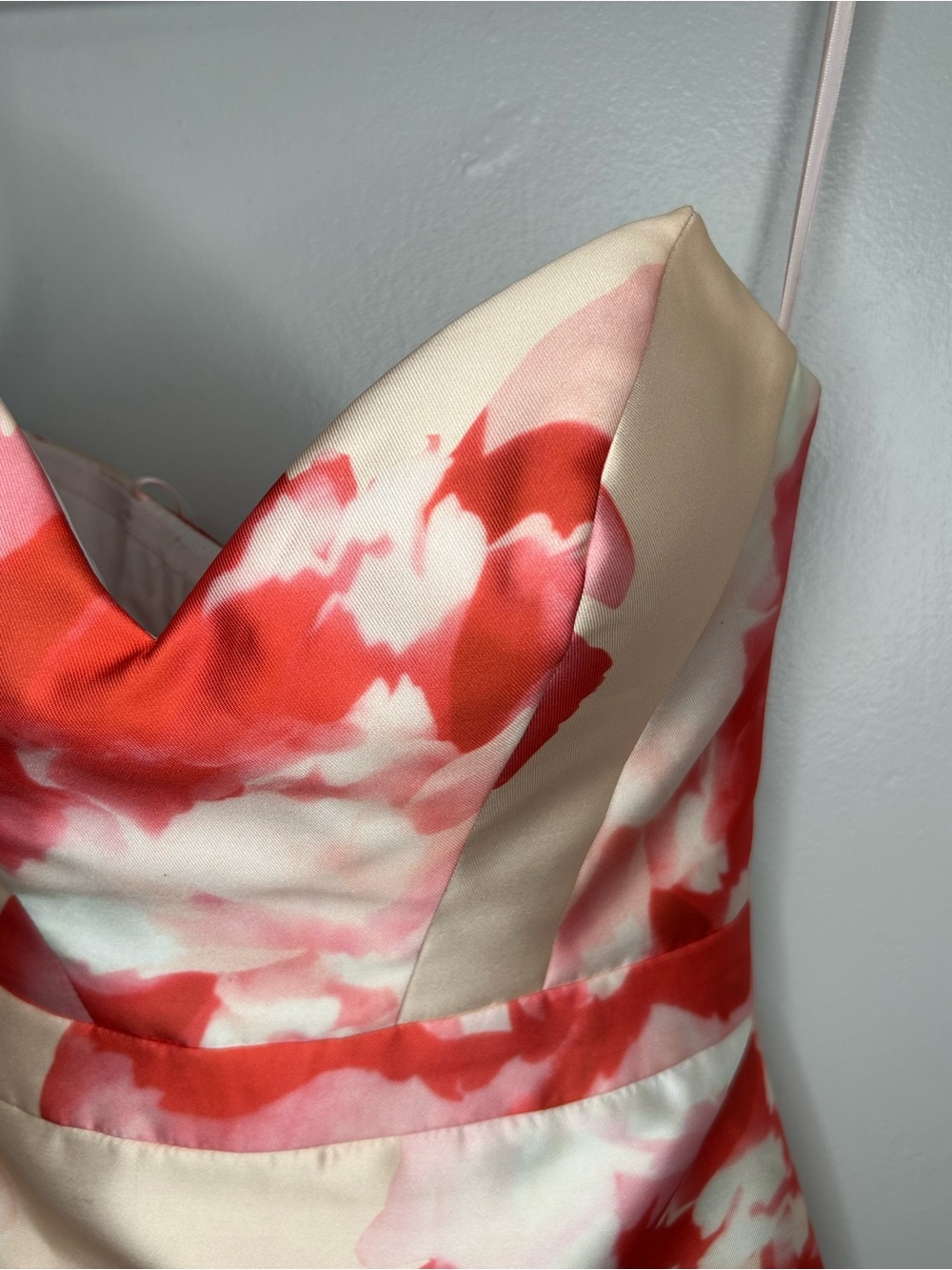 Mac Duggal Floral Satin High-Low Mermaid Formal Gown Sweetheart Neckline Size 10 - Picture 4 of 12